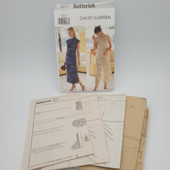 UNCUT Buttrick 6057 David Warren Asian Inspired Dress Sewing Pattern - Picture 2 of 6